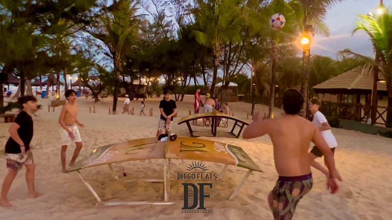 Bangalô com vista para o mar, 2 quartos, térreo, com churras