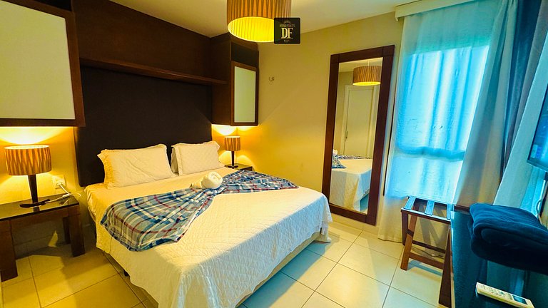 Bangalô com vista para o mar, 2 quartos, térreo, com churras