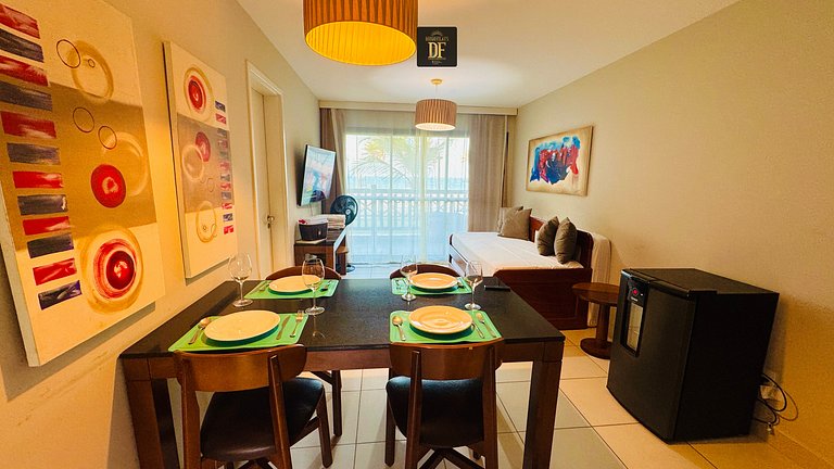 Bangalô com vista para o mar, 2 quartos, térreo, com churras