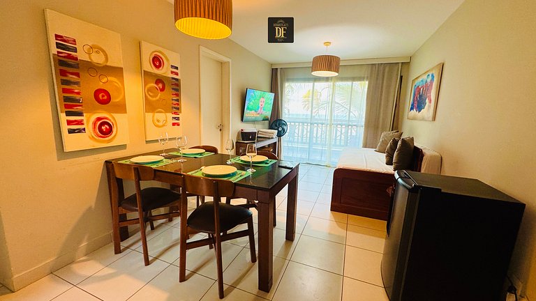 Bangalô com vista para o mar, 2 quartos, térreo, com churras