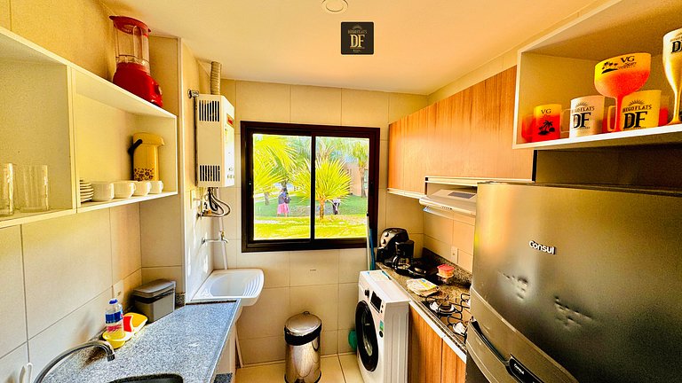 Bangalô com vista para o mar, 2 quartos, térreo, com churras