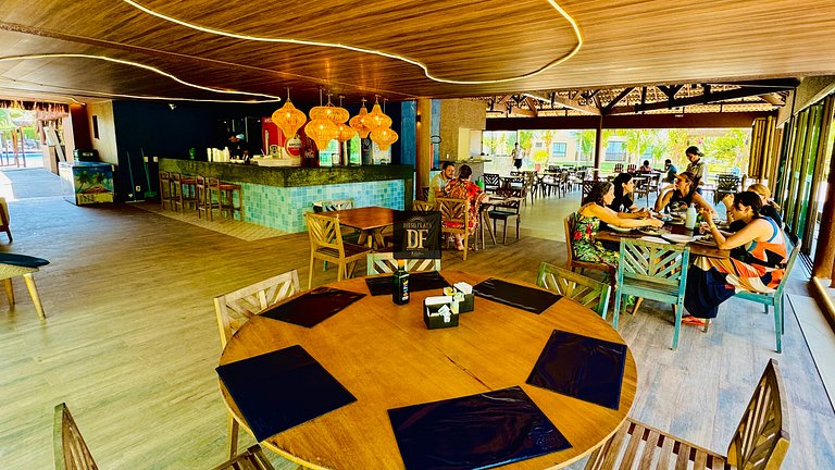 Bangalô com vista para o mar, 2 quartos, térreo, com churras