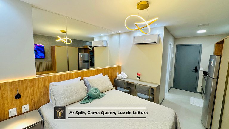 Studio com rooftop, piscina e localização próxima à Beira Ma