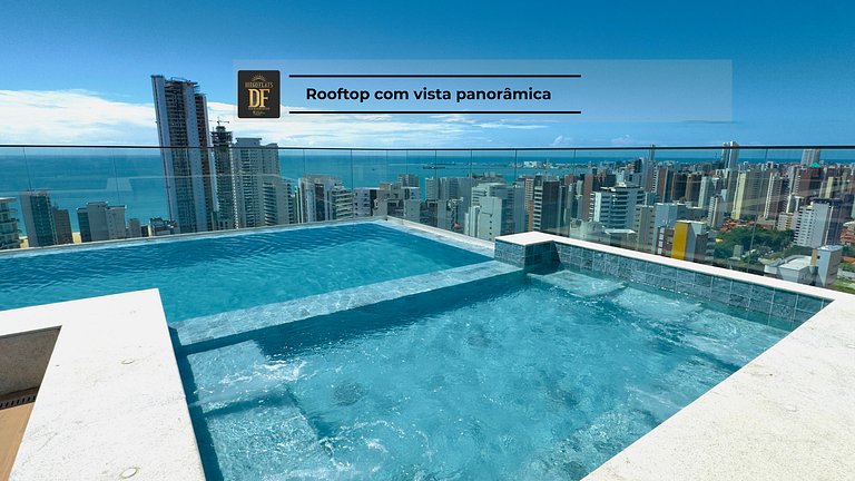 Studio com rooftop, piscina e localização próxima à Beira Ma