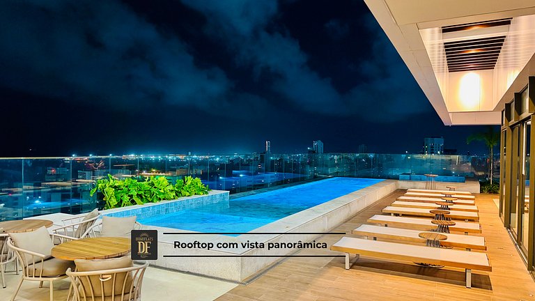 Studio com rooftop, piscina e localização próxima à Beira Ma