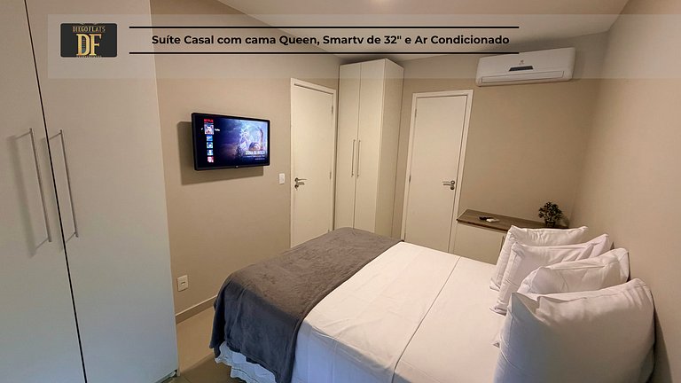 02 Quartos, Vista Mar e Piscinas, Maquina de Lavar