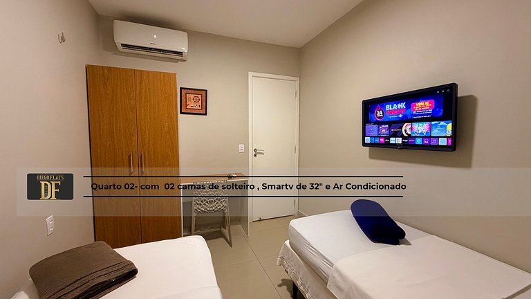 02 Quartos, Vista Mar e Piscinas, Maquina de Lavar