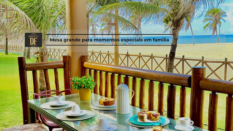 Bangalô com vista para o mar, 2 quartos, térreo, com churras