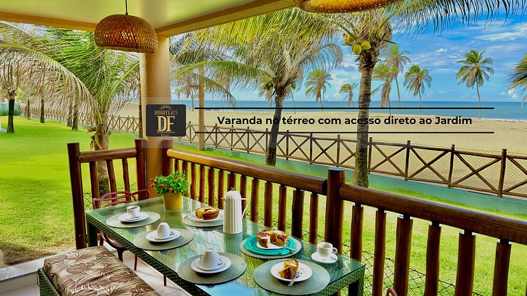 Bangalô térreo com vista para o mar, churrasqueira e 2 quart