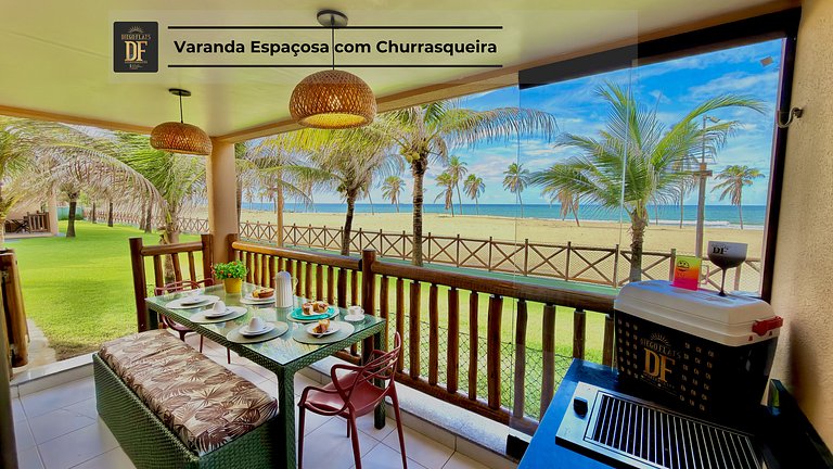 Bangalô com vista para o mar, 2 quartos, térreo, com churras