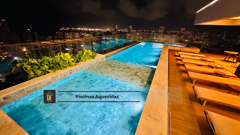 Studio com piscina na cobertura, próximo à Beira-Mar