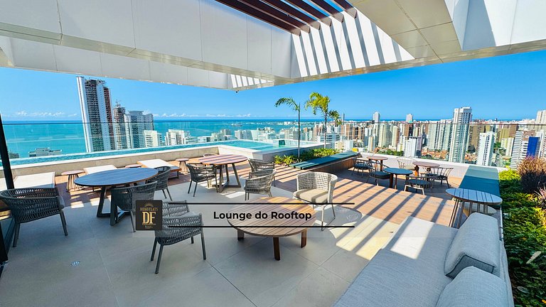 Studio com rooftop, piscina e localização próxima à Beira Ma